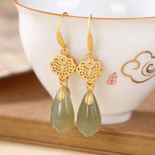 Load image into Gallery viewer, Original Natural Fine Jade Orchid Earrings Vintage Style Retro Unique Charm Women&#39;s Silver Jewelry
