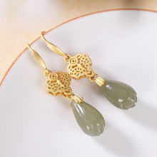 Load image into Gallery viewer, Original Natural Fine Jade Orchid Earrings Vintage Style Retro Unique Charm Women&#39;s Silver Jewelry
