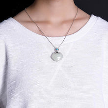 Load image into Gallery viewer, Original Natural Fine White Jade Pendant Necklace Vintage Classical Retro Charm Women&#39;s Silver Jewelry
