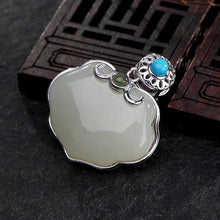 Load image into Gallery viewer, Original Natural Fine White Jade Pendant Necklace Vintage Classical Retro Charm Women&#39;s Silver Jewelry
