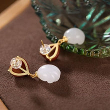 Load image into Gallery viewer, Original Natural White Jade Orchid Southern Red Agate Heart Earrings Vintage Style Retro Design Charm Women&#39;s Brand Jewelry
