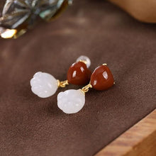 Load image into Gallery viewer, Original Natural White Jade Orchid Southern Red Agate Heart Earrings Vintage Style Retro Design Charm Women&#39;s Brand Jewelry
