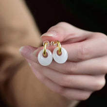 Load image into Gallery viewer, Original Natural White Jade Oval Earrings Vintage Style Retro Creative Elegant Women&#39;s Jewelry
