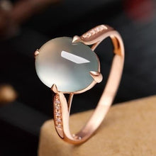 Load image into Gallery viewer, Original Natural Ice Chalcedony Rose Gold Opening Adjustable Ring Retro Aristocratic Light Luxury Charm Women&#39;s Silver Jewelry
