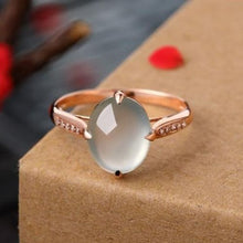 Load image into Gallery viewer, Original Natural Ice Chalcedony Rose Gold Opening Adjustable Ring Retro Aristocratic Light Luxury Charm Women&#39;s Silver Jewelry
