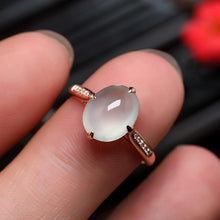 Load image into Gallery viewer, Original Natural Ice Chalcedony Rose Gold Opening Adjustable Ring Retro Aristocratic Light Luxury Charm Women&#39;s Silver Jewelry
