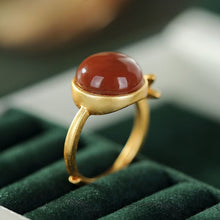 Load image into Gallery viewer, Original New Vintage Retro Dragonfly Southern Red Agate Open Ring Ladies Exquisite Elegant Ladies Silver Jewelry
