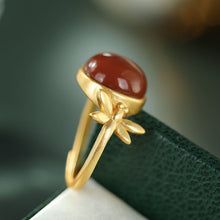 Load image into Gallery viewer, Original New Vintage Retro Dragonfly Southern Red Agate Open Ring Ladies Exquisite Elegant Ladies Silver Jewelry
