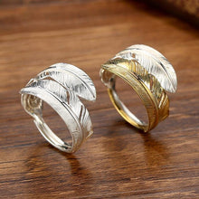 Load image into Gallery viewer, Original S925 Silver Feather Luxury Ring Men and Women Couples Ring Opening Adjustable
