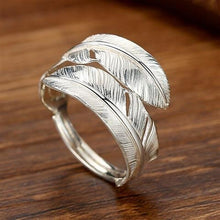 Load image into Gallery viewer, Original S925 Silver Feather Luxury Ring Men and Women Couples Ring Opening Adjustable
