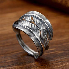 Load image into Gallery viewer, Original S925 Silver Feather Luxury Ring Men and Women Couples Ring Opening Adjustable
