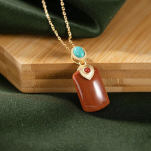 Load image into Gallery viewer, Original Craftsmanship Inlaid Natural Southern Red Agate Necklace Pendant Elegant Silver Jewelry
