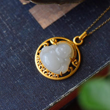 Load image into Gallery viewer, Lokaloca Original Natural Fine White Jade Buddha Pendant Necklace
