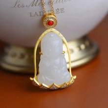 Load image into Gallery viewer, Lokaloca Original Natural Fine White Jade Buddha Pendant Necklace
