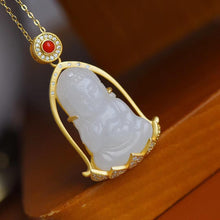 Load image into Gallery viewer, Lokaloca Original Natural Fine White Jade Buddha Pendant Necklace
