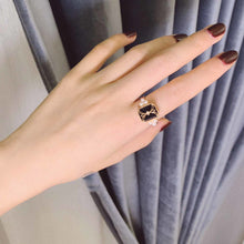 Load image into Gallery viewer, Original Black Agate Pearl Opening Adjustable Ring National Style Retro Compact Charm Ladies Brand Silver Jewelry
