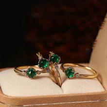 Load image into Gallery viewer, Original Green Crystal Opening Adjustable Ring Vintage Style Palace Unique Ancient Gold Craftsmanship Brand Jewelry
