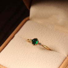 Load image into Gallery viewer, Original Green Crystal Opening Adjustable Ring Vintage Style Palace Unique Ancient Gold Craftsmanship Brand Jewelry
