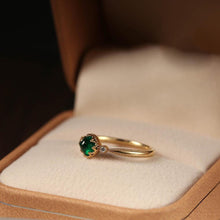 Load image into Gallery viewer, Original Green Crystal Opening Adjustable Ring Vintage Style Palace Unique Ancient Gold Craftsmanship Brand Jewelry
