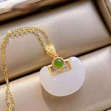 Load image into Gallery viewer, Original Gilt Inlaid Natural Fine White Jade Necklace Pendant Exquisite Lady Silver Jewelry
