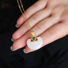 Load image into Gallery viewer, Original Gilt Inlaid Natural Fine White Jade Necklace Pendant Exquisite Lady Silver Jewelry
