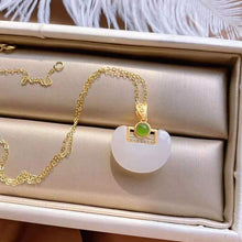 Load image into Gallery viewer, Original Gilt Inlaid Natural Fine White Jade Necklace Pendant Exquisite Lady Silver Jewelry
