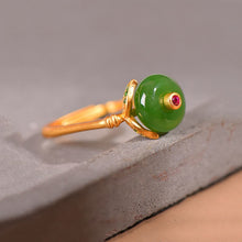 Load image into Gallery viewer, Original Natural Fine Jade Jasper Round Opening Adjustable Elegant Exquisite Ladies Ring
