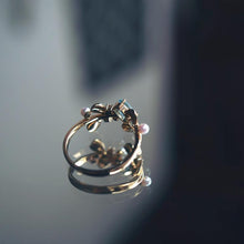 Load image into Gallery viewer, Original Inlaid Crystal  Akoya Pearl Opening Adjustable Ring Retro Aristocratic Light Luxury Charm Female Silver Jewelry
