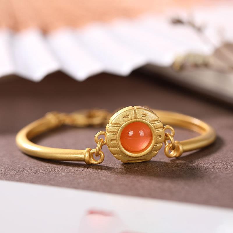 Original New Inlaid Natural Southern Red Agate Bracelet Vintage Style Retro Women Elegant Charm Jewelry