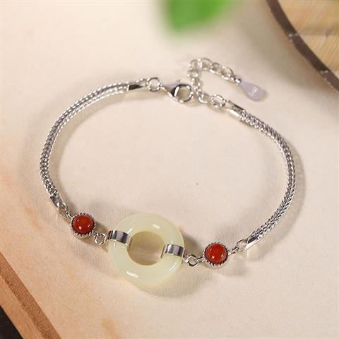 Original New Natural Fine White Jade Simple Ladies Bracelet Jewelry