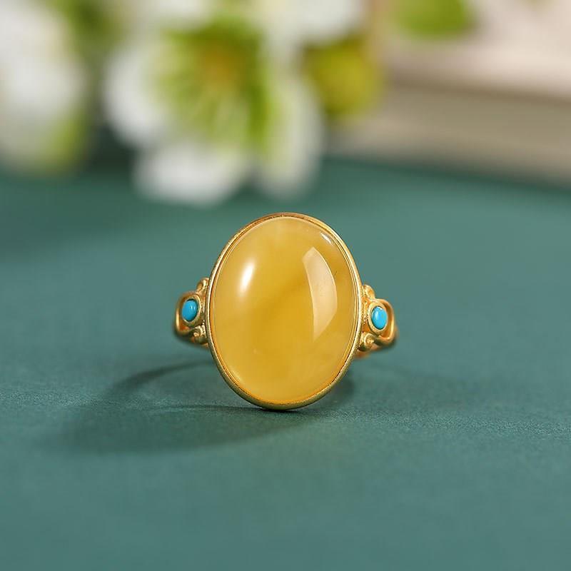 Lokaloca Original Natural Fine Yelleo Jade Opening Adjustable Ring