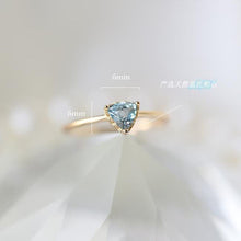 Load image into Gallery viewer, Original Natural Blue Topaz Triangle Opening Adjustable Ring Retro Light Luxury Charm Lady Brand Silver Jewelry
