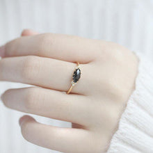 Load image into Gallery viewer, Original New Natural Lab Diamond-studded Black Agate Opening Adjustable Ring Retro Light Luxury Charm Lady Brand Silver Jewelry
