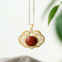 Load image into Gallery viewer, Original Natural Southern Red Agate Necklace Pendant Retro Vintage Ladies Silver Jewelry
