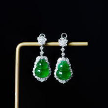 Load image into Gallery viewer, Original Natural Ice Chalcedony Imperial Green Gourd Earrings Elegant Charm Creative Retro Female Silver Jewelry
