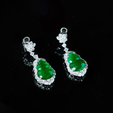 Load image into Gallery viewer, Original Natural Ice Chalcedony Imperial Green Gourd Earrings Elegant Charm Creative Retro Female Silver Jewelry
