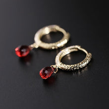 Load image into Gallery viewer, Original Red Water Drop Garnet Earrings Exquisite and Elegant Charm Creative Retro Female Silver Jewelry
