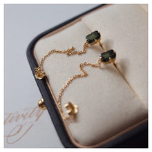 Load image into Gallery viewer, Original Silver Inlaid Dark Green Crystal Earrings  Elegant Women&#39;s Jewelry
