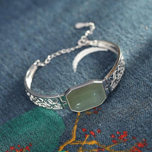 Load image into Gallery viewer, Lokaloca Original Silver Inlaid Natural Jade Square Charm Bracele
