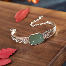 Load image into Gallery viewer, Lokaloca Original Silver Inlaid Natural Jade Square Charm Bracele
