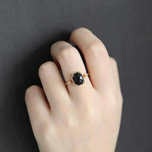 Load image into Gallery viewer, Original Silver Inlaid Natural Black Agate Opening Adjustable Ring Charm Lady Brand Jewelry
