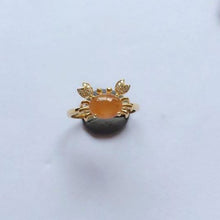 Load image into Gallery viewer, Original Silver Inlaid Natural Ice Chalcedony Crab Opening Adjustable Ring Simple Fashion Ladies Jewelry
