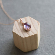 Load image into Gallery viewer, Original Inlaid Natural Amethyst Pendant Rose Gold Necklace Elegant Charm Creative Retro Silver Jewelry
