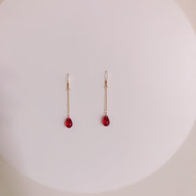 Load image into Gallery viewer, Original Silver Inlaid Garnet Droplet Long Chain Earrings Elegant Charm and Small Ladies Brand  Jewelry
