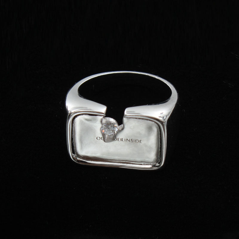 Original Notched Broken Inlaid Thai Silver Creative Open Ring Unique Craft Charm Women's Brand Jewelry