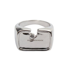 Load image into Gallery viewer, Original Notched Broken Inlaid Thai Silver Creative Open Ring Unique Craft Charm Women&#39;s Brand Jewelry
