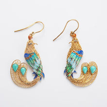 Load image into Gallery viewer, Original Turquoise Phoenix Earrings Vintage Retro Style Unique Ancient Gold Craft Charm Women&#39;s Silver Jewelry
