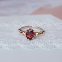 Load image into Gallery viewer, Original Garnet Gemstone Opening Adjustable Ring Luxury Charm Rose Gold Women&#39;s Brand Silver Jewelry
