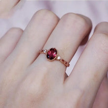 Load image into Gallery viewer, Original Garnet Gemstone Opening Adjustable Ring Luxury Charm Rose Gold Women&#39;s Brand Silver Jewelry
