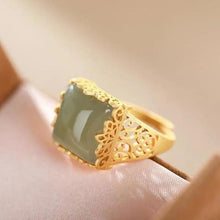 Load image into Gallery viewer, Original Silver Inlaid Natural Fine Jade Opening Adjustable Ring Vintage Retro Style Women&#39;s Brand Jewelry
